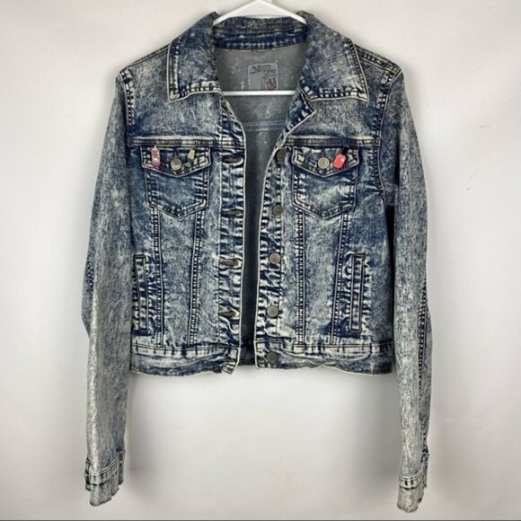I & M Jeans Denim Jacket Womens Medium Button Front Pockets Faded Casual - Picture 2 of 9